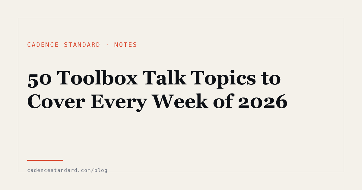 Editorial illustration for 50 Toolbox Talk Topics to Cover Every Week of 2026
