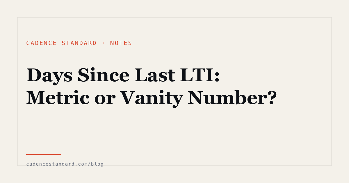 Editorial illustration for Days Since Last LTI: Metric or Vanity Number?