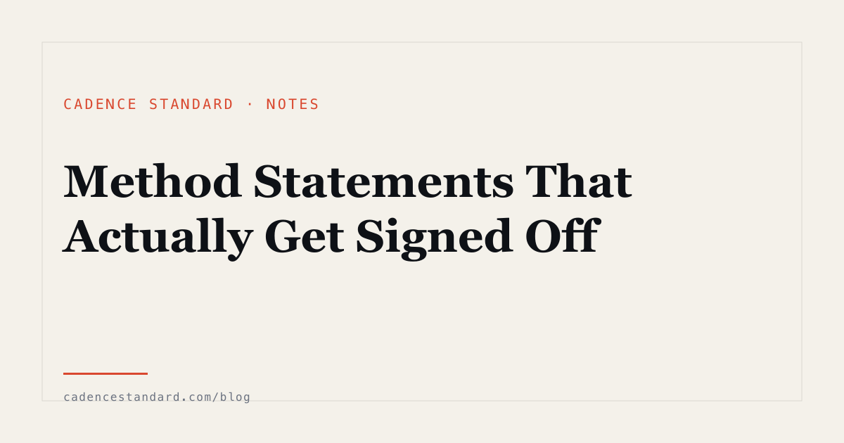 Editorial illustration for Method Statements That Actually Get Signed Off