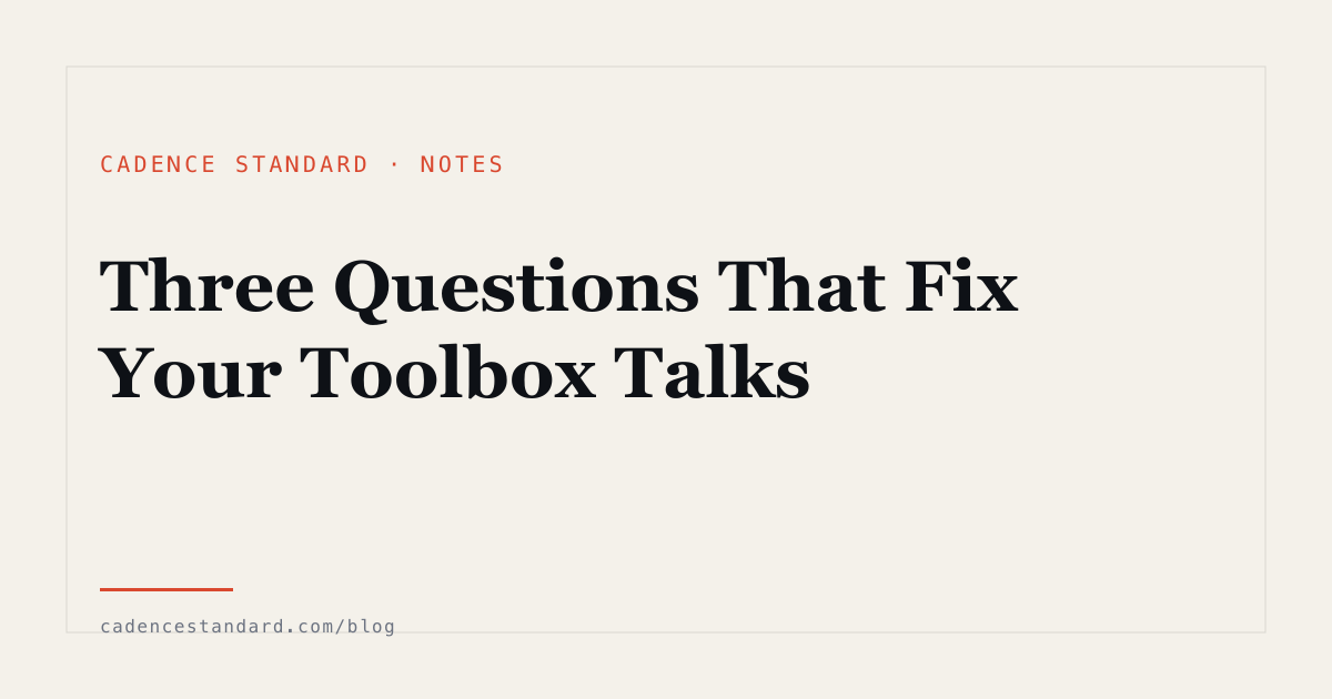Editorial illustration for Three Questions That Fix Your Toolbox Talks